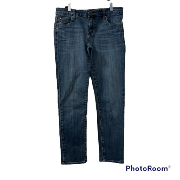 Kut From The Cloth Blue Medium Wash Low Rise Slim Straight Denim Jeans Size 6 - Picture 1 of 9